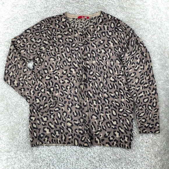 Boden 100% Wool Cardigan Sweater, Leopard Animal Print, Size 14, FLAW - Picture 5 of 8